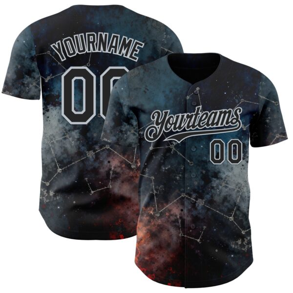 Custom Navy Black-Silver Galaxy Star Nebula Authentic Baseball Jersey