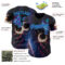 Custom Black Purple-Lakes Blue Galaxy Star Moon Nebula Authentic Baseball Jersey