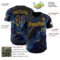 Custom Black Navy-Gold Galaxy Star Nebula Authentic Baseball Jersey