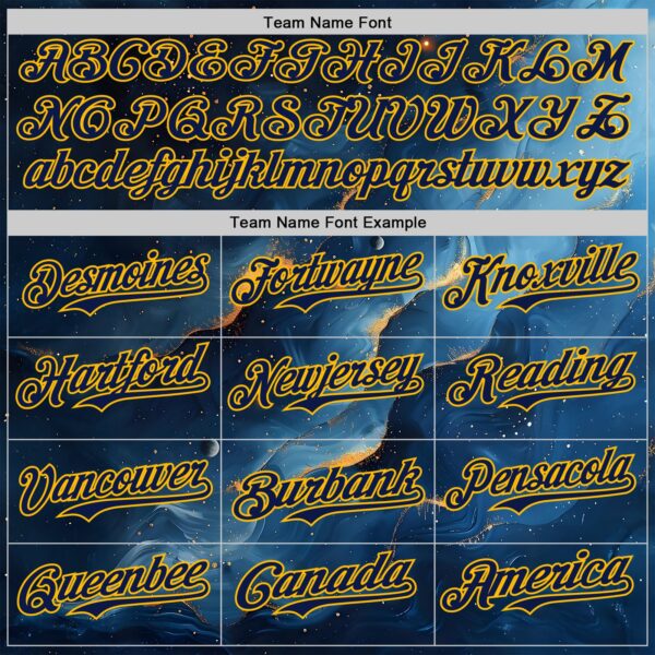 Custom Black Navy-Gold Galaxy Star Nebula Authentic Baseball Jersey