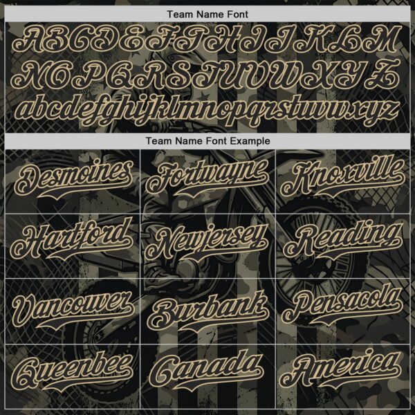 Custom Camo Black-Vegas Gold 3D Pattern Design Motorcycle Motocross Authentic Baseball Jersey