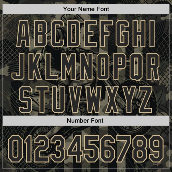 Custom Camo Black-Vegas Gold 3D Pattern Design Motorcycle Motocross Authentic Baseball Jersey