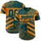 Custom Teal Black-Orange 3D Pattern Design Motorcycle Motocross Stripe Authentic Baseball Jersey