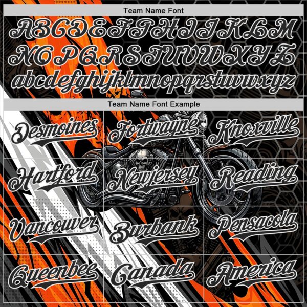 Custom Black Orange Gray-White 3D Pattern Design Motorcycle Motocross Skull Authentic Baseball Jersey