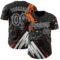 Custom Black Orange Gray-White 3D Pattern Design Motorcycle Motocross Skull Authentic Baseball Jersey