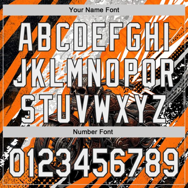 Custom Orange White Gray-Black 3D Pattern Design Motorcycle Motocross Skull Authentic Baseball Jersey