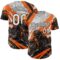 Custom Orange White Gray-Black 3D Pattern Design Motorcycle Motocross Skull Authentic Baseball Jersey