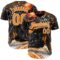 Custom Black Bay Orange Orange-White 3D Pattern Design Motorcycle Motocross Skull Authentic Baseball Jersey