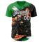 Custom Green White Orange Cream-Black 3D Pattern Design Motorcycle Motocross Skull Authentic Baseball Jersey