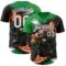 Custom Green White Orange Cream-Black 3D Pattern Design Motorcycle Motocross Skull Authentic Baseball Jersey