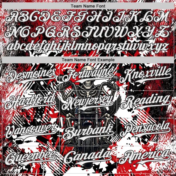 Custom Red White-Black 3D Pattern Design Motorcycle Motocross Skull Authentic Baseball Jersey