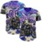 Custom Purple Cream-White 3D Pattern Design Motorcycle Motocross Skull Authentic Baseball Jersey