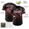 Custom Black Burgundy-White 3D Pattern Design Motorcycle Motocross Authentic Baseball Jersey