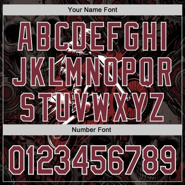 Custom Black Burgundy-White 3D Pattern Design Motorcycle Motocross Authentic Baseball Jersey