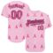 Custom Pink Black 3D Pink Ribbon Breast Cancer Awareness Month Women Health Care Support Authentic Baseball Jersey