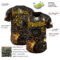 Custom Black-Gold 3D Pattern Design Motorcycle Motocross Skull Authentic Baseball Jersey