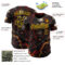 Custom Black Red-Gold 3D Pattern Design Motorcycle Motocross Skull Authentic Baseball Jersey