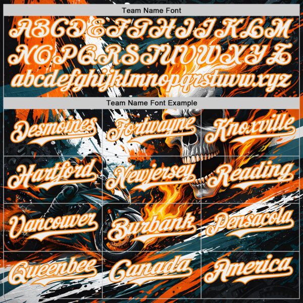 Custom Black White Red-Bay Orange 3D Pattern Design Motorcycle Motocross Skull Flame Authentic Baseball Jersey