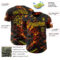 Custom Black Red-Yellow 3D Pattern Design Motorcycle Motocross Skull Flame Authentic Baseball Jersey