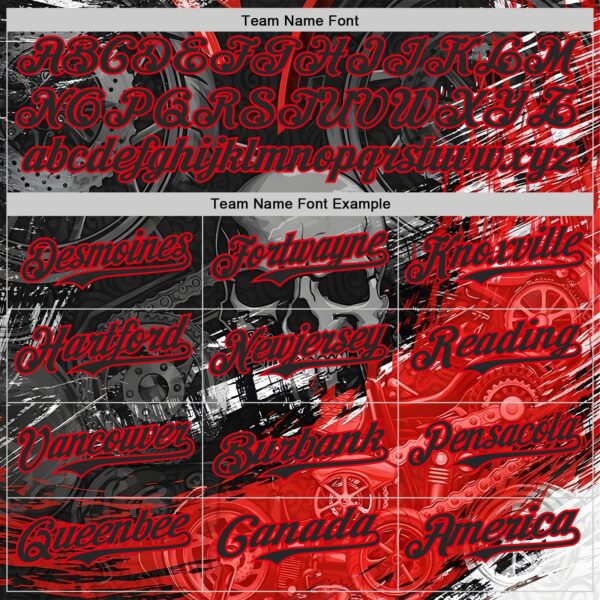 Custom Black-Fire Red 3D Pattern Design Motorcycle Motocross Skull Authentic Baseball Jersey