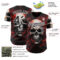 Custom Black Red-White 3D Pattern Design Motorcycle Motocross Skull Authentic Baseball Jersey