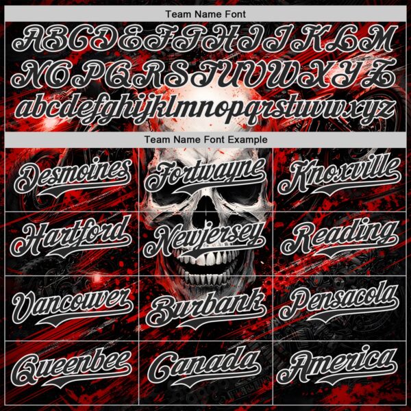 Custom Black Red-White 3D Pattern Design Motorcycle Motocross Skull Authentic Baseball Jersey