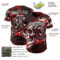 Custom Black Red-White 3D Pattern Design Motorcycle Motocross Skull Authentic Baseball Jersey