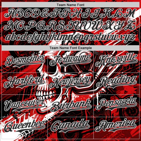 Custom Black Red-White 3D Pattern Design Motorcycle Motocross Skull Authentic Baseball Jersey