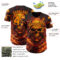 Custom Black-Bay Orange 3D Pattern Design Motorcycle Motocross Skull Flame Authentic Baseball Jersey