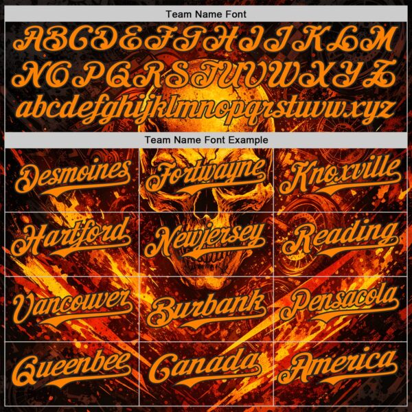 Custom Black-Bay Orange 3D Pattern Design Motorcycle Motocross Skull Flame Authentic Baseball Jersey