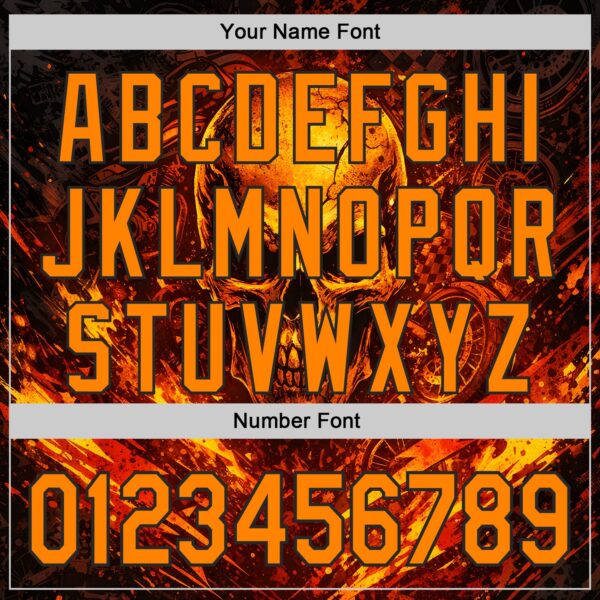 Custom Black-Bay Orange 3D Pattern Design Motorcycle Motocross Skull Flame Authentic Baseball Jersey