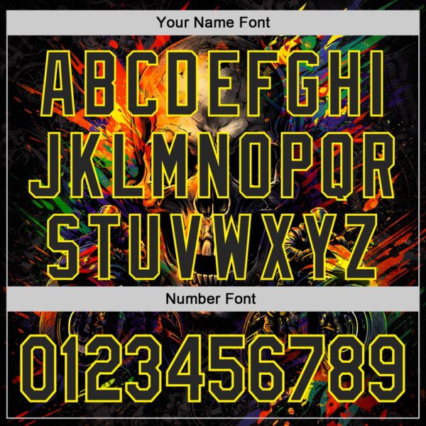Custom Black-Light Yellow 3D Pattern Design Motorcycle Motocross Skull Authentic Baseball Jersey
