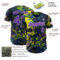 Custom Blue Purple Yellow-Light Purple 3D Pattern Design Motorcycle Motocross Skull Authentic Baseball Jersey