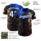 Custom Black White-Thunder Blue 3D Pattern Design Motorcycle Motocross Skull Authentic Baseball Jersey