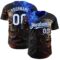 Custom Black White-Thunder Blue 3D Pattern Design Motorcycle Motocross Skull Authentic Baseball Jersey