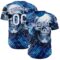 Custom Blue White-Royal 3D Pattern Design Motorcycle Motocross Skull Authentic Baseball Jersey