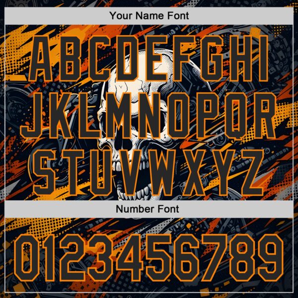 Custom Black-Bay Orange 3D Pattern Design Motorcycle Motocross Skull Authentic Baseball Jersey