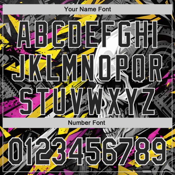 Custom Black Yellow Deep Pink-White 3D Pattern Design Motorcycle Motocross Skull Authentic Baseball Jersey