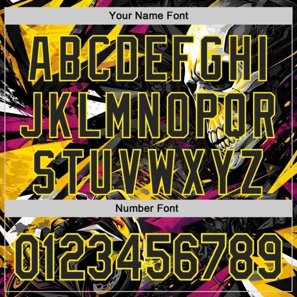 Custom Black Deep Pink-Light Yellow 3D Pattern Design Motorcycle Motocross Skull Authentic Baseball Jersey