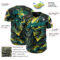 Custom Black Yellow-Aqua 3D Pattern Design Motorcycle Motocross Skull Authentic Baseball Jersey