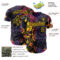 Custom Purple Black Deep Pink-Yellow 3D Pattern Design Motorcycle Motocross Skull Authentic Baseball Jersey