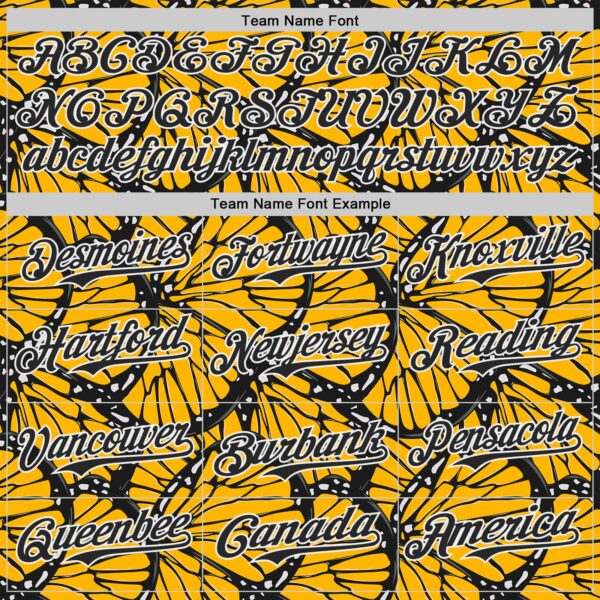 Custom Gold Black-White Butterfly Wing Authentic Baseball Jersey