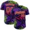Custom Purple Hot Pink Black-Neon Green Leopard Print Tiger Stripe Leaf Authentic Baseball Jersey