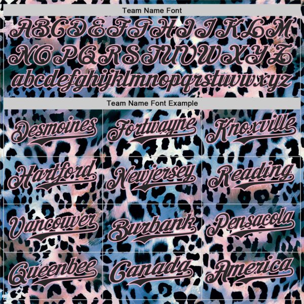 Custom Blue Black-Light Pink Leopard Print Authentic Baseball Jersey