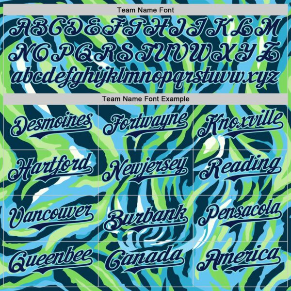 Custom Blue Navy Green-Ice Blue Zebra Stripe Authentic Baseball Jersey