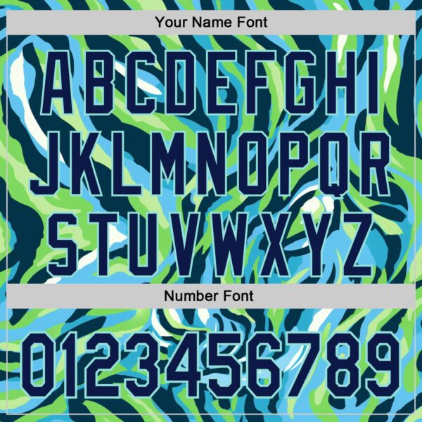 Custom Blue Navy Green-Ice Blue Zebra Stripe Authentic Baseball Jersey
