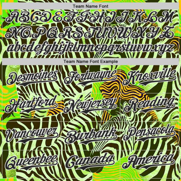 Custom Green Black-White Zebra Stripe Print Authentic Baseball Jersey