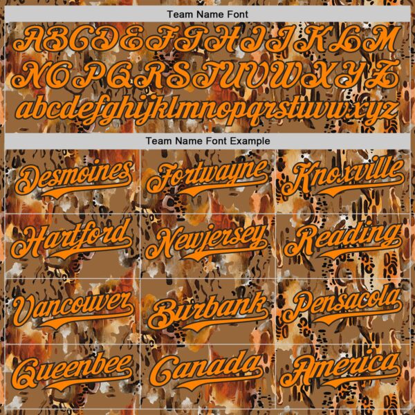 Custom Brown Bay Orange-Black Leopard Print Authentic Baseball Jersey