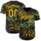 Custom Black Yellow-Green Leopard Print Authentic Baseball Jersey