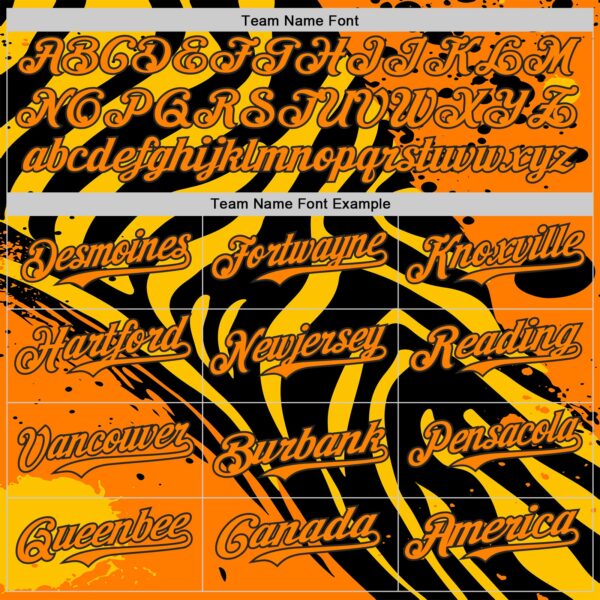 Custom Black Bay Orange-Yellow Leopard Print Tiger Stripe Authentic Baseball Jersey